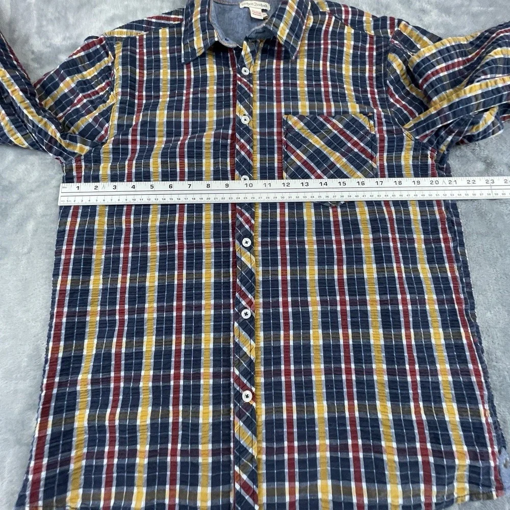 Carbon 2 Cobalt multicolor textured cotton shirt men's size Medium Nice - Picture 8 of 9